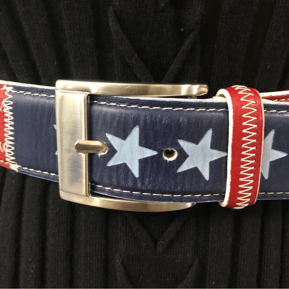 Vintage Sz L Patriotic Country Western Leather Belt - Picture 3 of 14